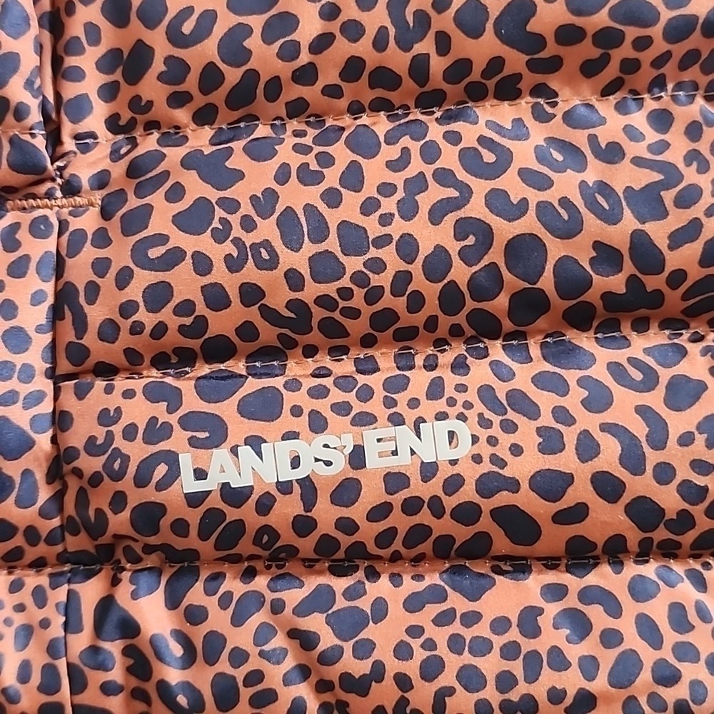 Lands End Women's Cheetah Print Puffer Vest Sz 1X - Picture 2 of 5